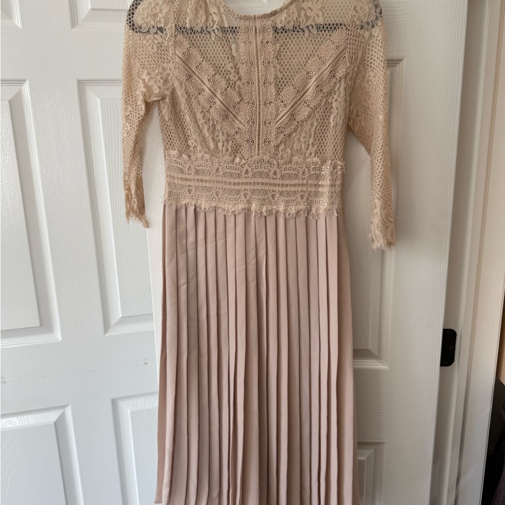 Zara Lace and Pleated Dress